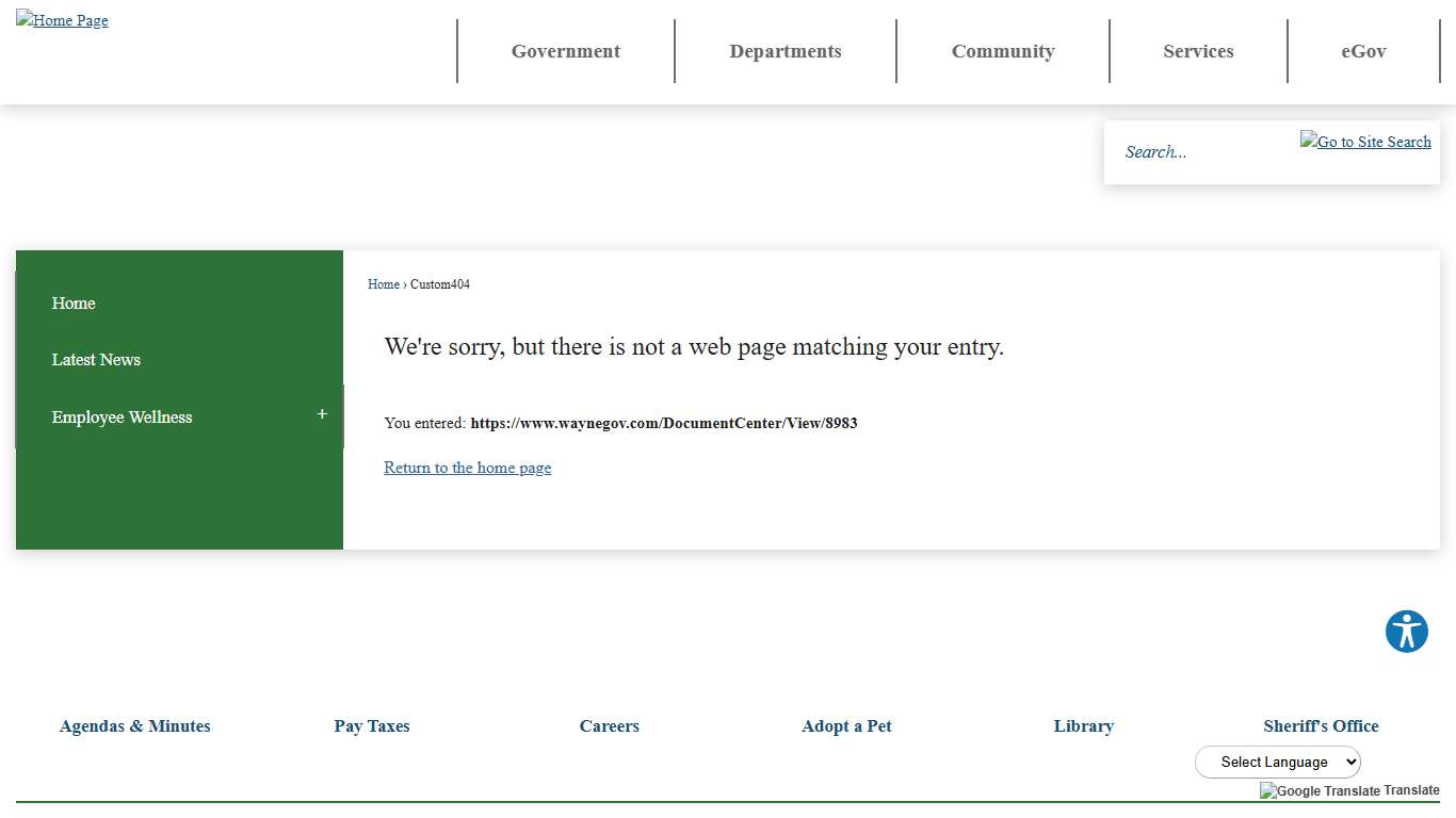 Custom404 • Wayne County, NC • CivicEngage