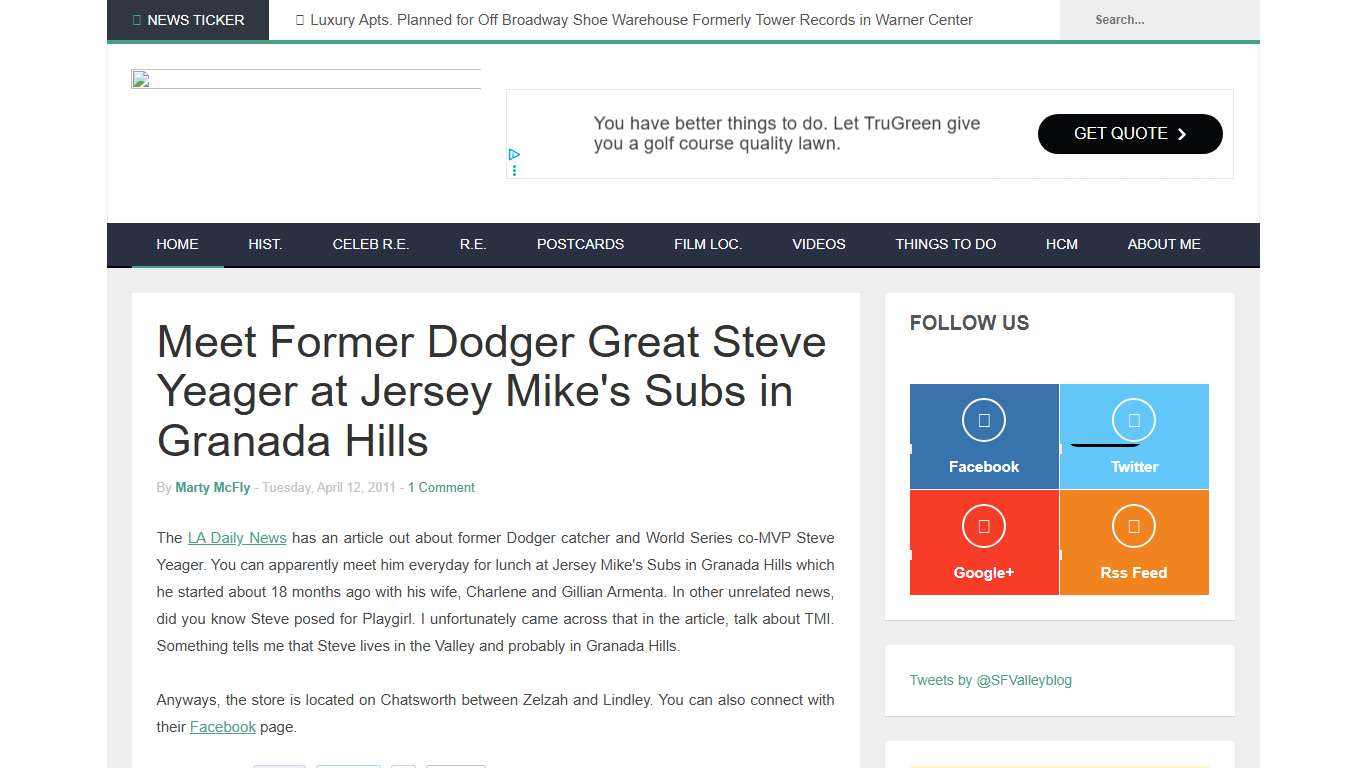 Meet Former Dodger Great Steve Yeager at Jersey Mike's Subs in Granada Hills San Fernando Valley Blog